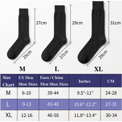 Men’s Cotton Ribbed Dress Socks – 10 Pairs, Calf High, Breathable, Navy