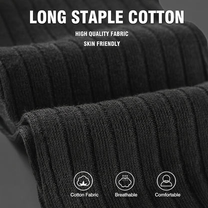 Men’s Cotton Ribbed Dress Socks – 10 Pairs, Calf High, Breathable, Navy