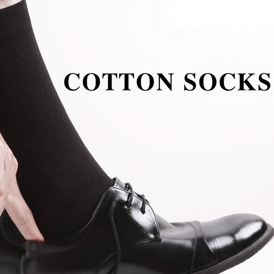 Men’s Cotton Ribbed Dress Socks – 10 Pairs, Calf High, Breathable, Dark Grey