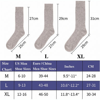 Men’s Cotton Ribbed Dress Socks – 10 Pairs, Calf High, Breathable, Light Grey