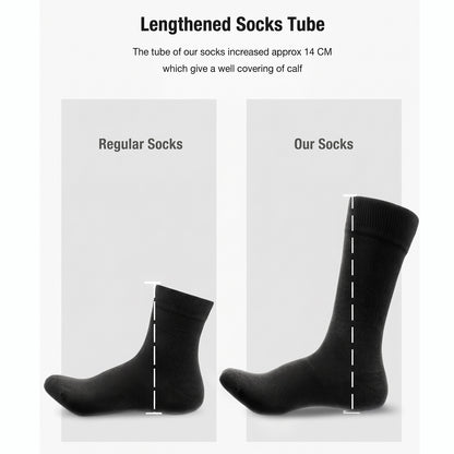 Men’s Cotton Ribbed Dress Socks – 10 Pairs, Calf High, Breathable, White