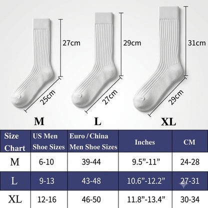 Men’s Cotton Ribbed Dress Socks – 10 Pairs, Calf High, Breathable, White