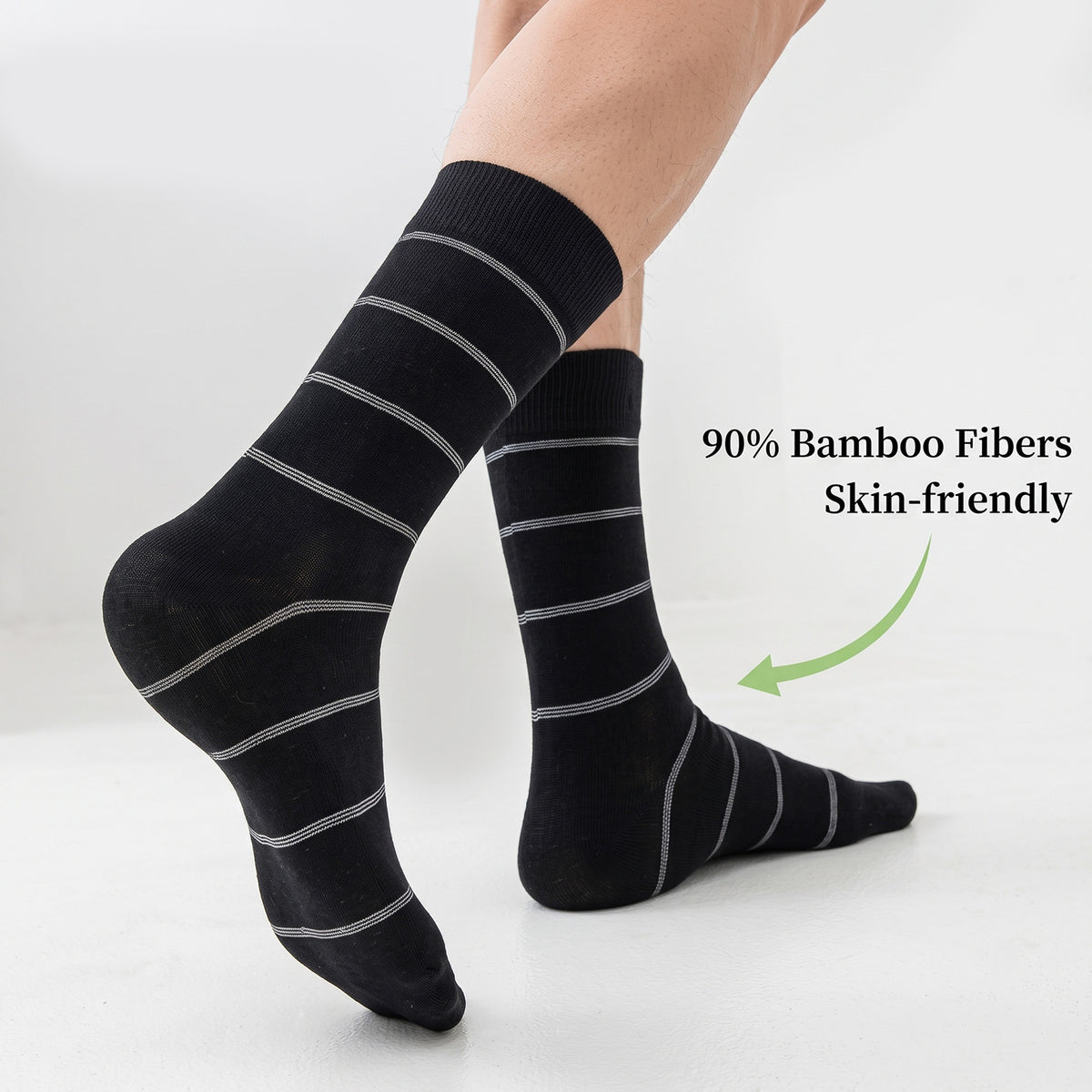 Men’s Bamboo Dress Socks – 6 Pairs, Soft Top Crew, Multicolour