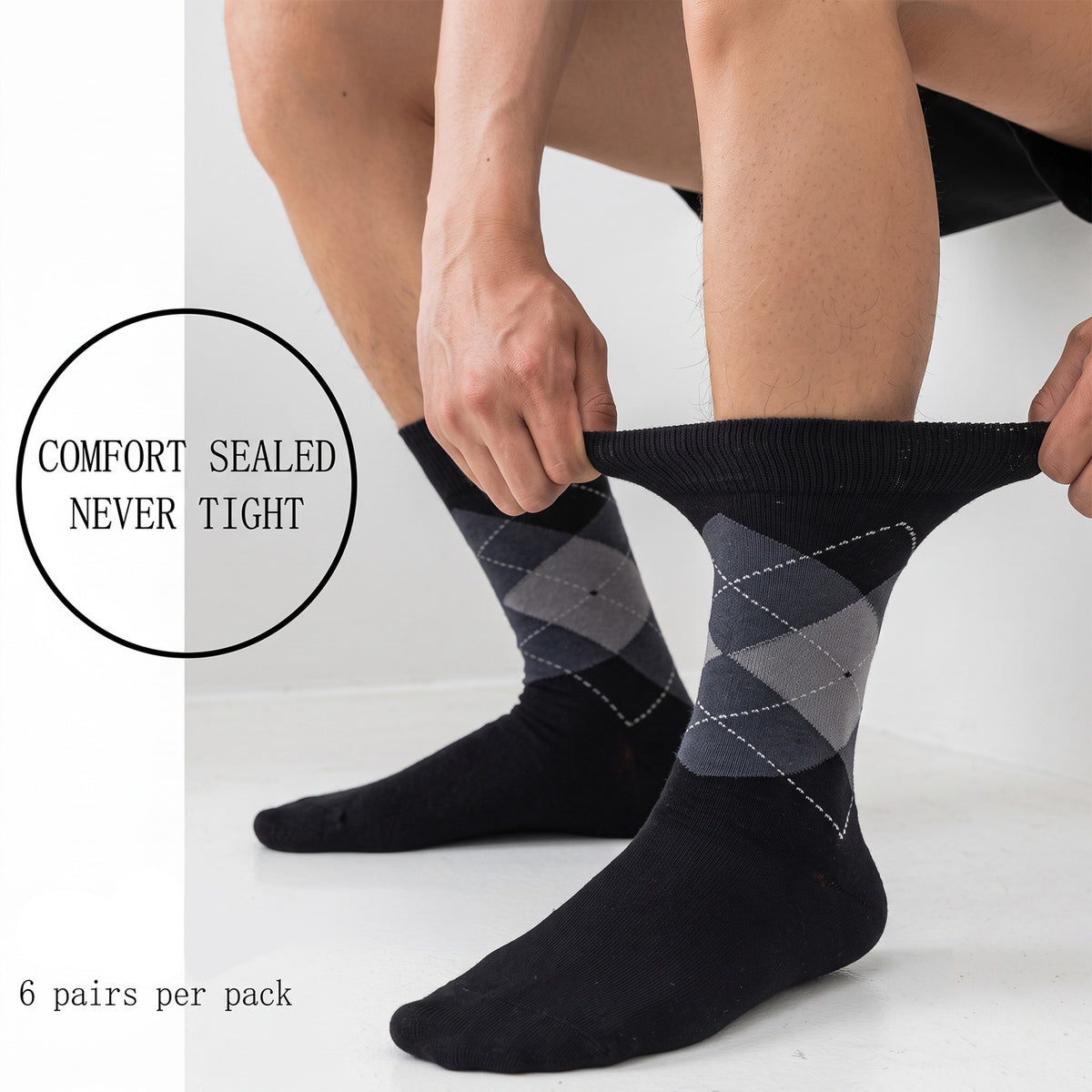 Men’s Bamboo Dress Socks – 6 Pairs, Soft Top Crew, Multicolour