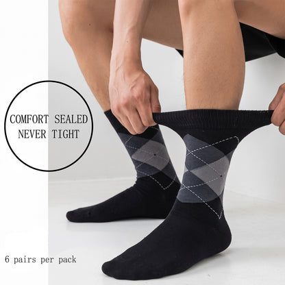 Men’s Bamboo Dress Socks – 6 Pairs, Soft Top Crew, Multicolour