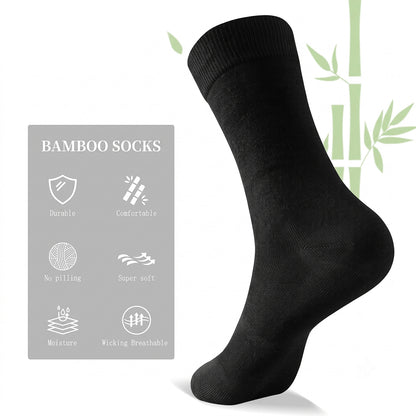 Men’s Bamboo Dress Socks – 6 Pairs, Soft Top Crew, Multicolour