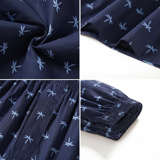 Men’s 100% Cotton Boxer Shorts – 3 Pack, Loose Fit, Woven Underwear, Leaf Print