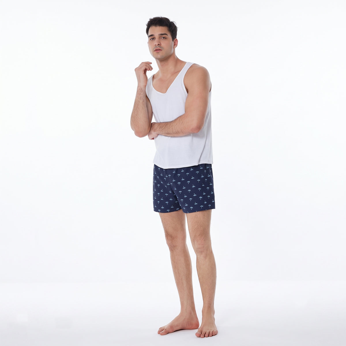 Men’s 100% Cotton Boxer Shorts – 3 Pack, Loose Fit, Woven Underwear, Leaf Print