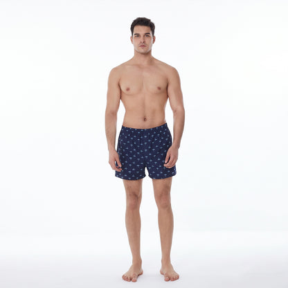 Men’s 100% Cotton Boxer Shorts – 3 Pack, Loose Fit, Woven Underwear, Leaf Print