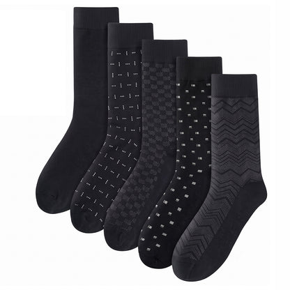 Men’s Cotton Dress Socks, Size 7–11 – 5 Pairs, Black Series