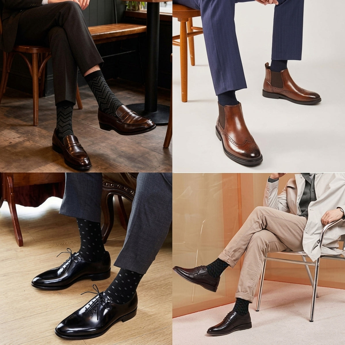 Men’s Cotton Dress Socks, Size 7–11 – 5 Pairs, Black Series