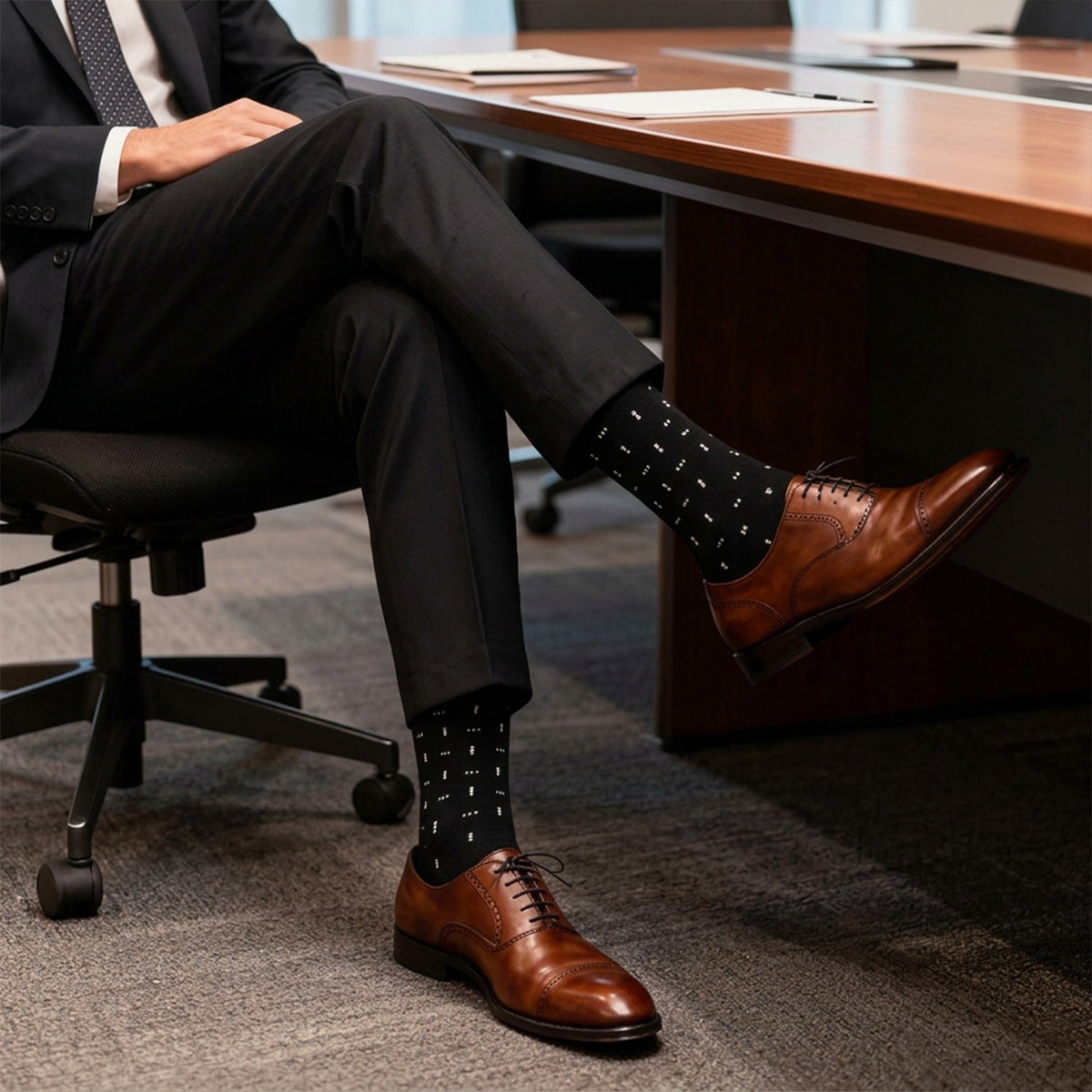 Men’s Cotton Dress Socks, Size 7–11 – 5 Pairs, Black Series