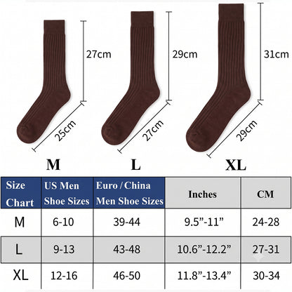 Men’s Cotton Ribbed Dress Socks – 10 Pairs, Calf High, Breathable, Mixed Colours